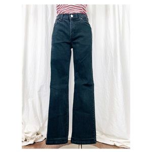 Vintage 70s Black Denim Levi 517s Slim Bootcut Jeans Made in USA